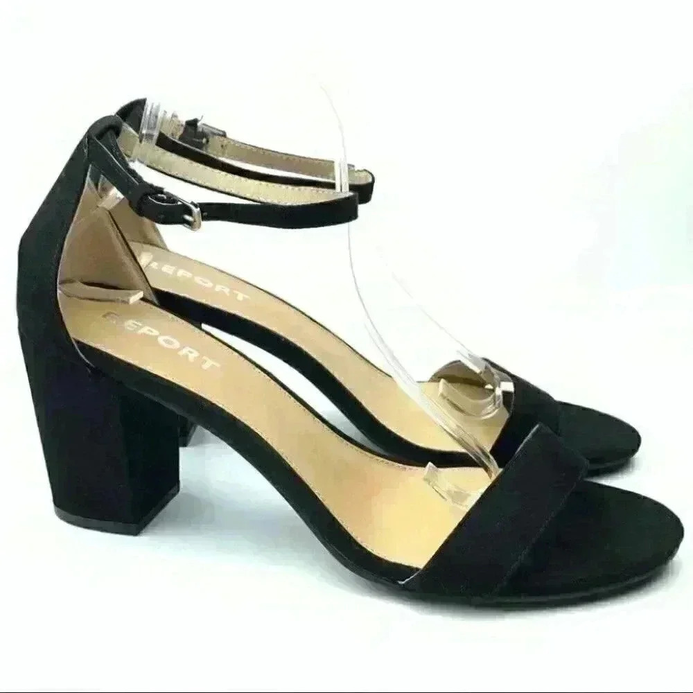 New report heels Pamela 11 black faux suede dorsay - Picture 13 of 13